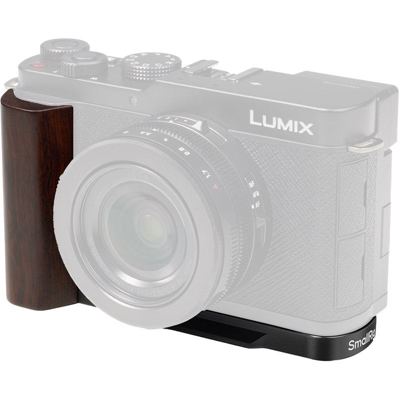 SMALLRIG 5942 L-Shaped Mount Plate with Wooden Handle for Panasonic LUMIX L10 Black